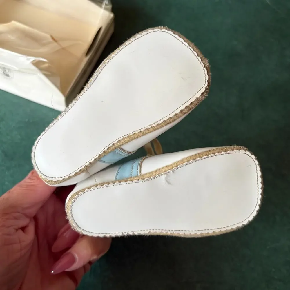 Vintage Baby Shoes Mrs Days Ideal White Blue Size 2 Boxed USA